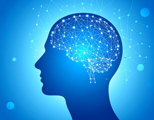 Obraz premium Abstract brain graphic on head profile