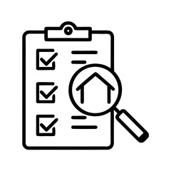 Home appraisal checklist with magnifying glass and house icon  