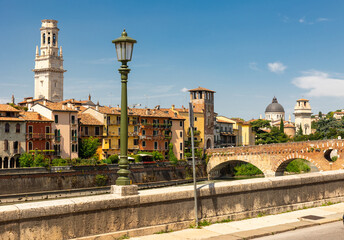 Ponte Pietra is Roman arch bridge over Adige river in the Italian city of Verona. Italy