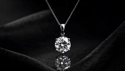 Elegant diamond pendant on black fabric