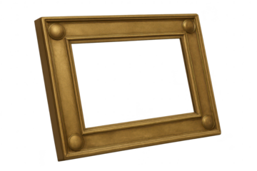 Elegant golden ornate picture frame isolated on transparent background