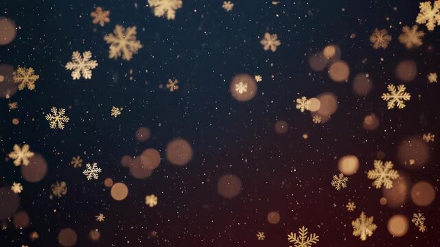 ently Falling Golden Snowflakes and Bokeh - Looping Holiday Background