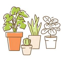 観葉植物のイラストセット