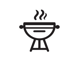 Clean Elegant BBQ Icon in Minimal Vector Line Illustration Artwork Design