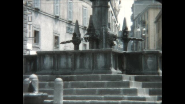 Fontana Grande in Viterbo 1964 - Viewing the Fontana Grande, the large, 13th century fountain in Viterbo, Italy, 1964.
