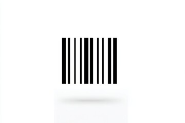 Minimalist black barcode on white background with shadow emphasis
