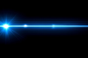 Bright blue laser beam across dark background with glowing light effects