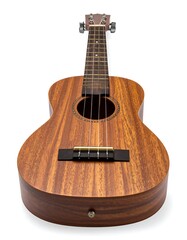 Close-up of a light brown ukulele
