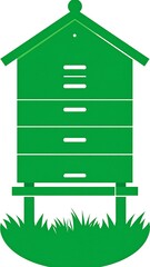 Simple green beehive icon on a grassy base