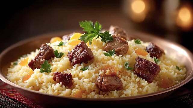 Fragrant Mutton Pilaf Delicious Food Appetizing
