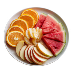 Slices of fresh juicy watermelon on white plate summer snack