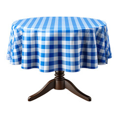 blue and white checkered tablecloth with colorful cotton fabric pattern