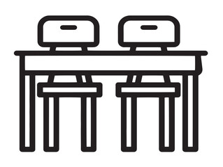 Contemporary Classroom Icon in Clean Minimalist Vector Line Artwork Illustration