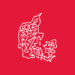 Abstract Scribble Map of Denmark.