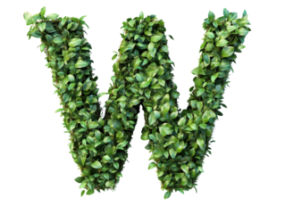 Vibrant Leafy W Letter Art for Nature Lovers