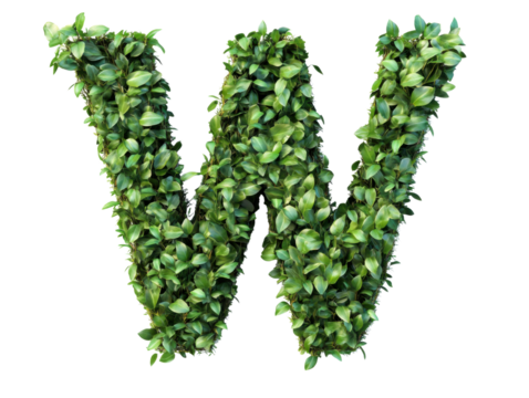 Vibrant Leafy W Letter Art for Nature Lovers