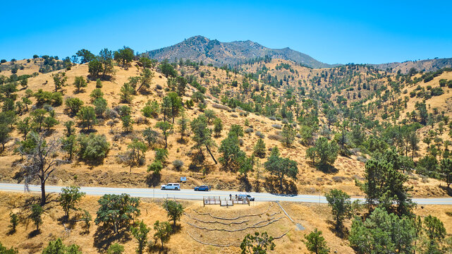Aerial Tehachapi Loop Scenic Viewpoint Road and Golden Hills California