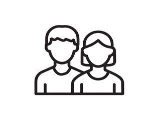 Elegant Couple Icon in Clean Minimal Vector Line Illustration Artwork