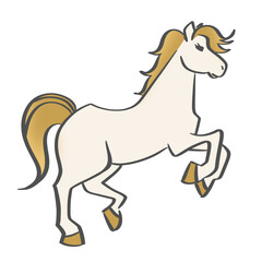 白色と金色の馬のイラスト　年賀素材