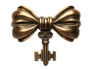 Antique Key and Decorative Bow with Vintage Design