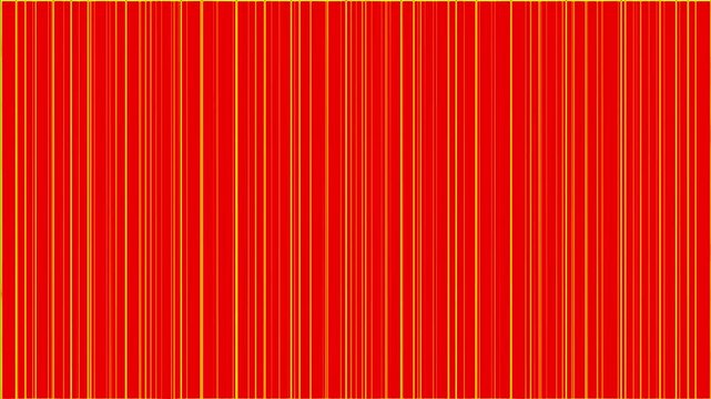 Vivid red background with thin vertical yellow lines creating a striking visual pattern and texture