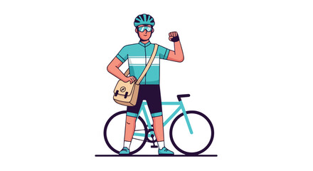 Professional Male Cyclist in Uniform Standing with Bicycle.