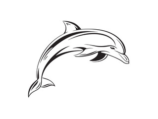 Stylish Dolphin Icon in Minimal Modern Vector Line Artwork Illustration