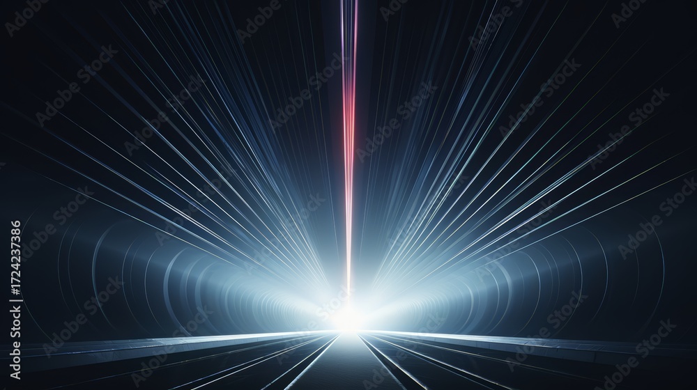 Wall mural bright light is shining through a tunnel. the tunnel is dark and the light is the only source of ill