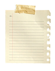 A blank piece of ripped notebook paper with visible horizontal lines and a series of holes