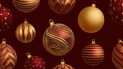 Against a dark background, numerous sphere shaped ornaments are scattered throughout the scene