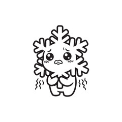 Shivering Kawaii Snowflake Character Looking Cold