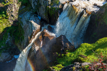Cascada de agua Pozo de los Humos en la naturaleza, Waterfall Pozo de los Humos in nature