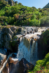 Cascada de agua Pozo de los Humos en la naturaleza, Waterfall Pozo de los Humos in nature