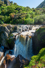 Cascada de agua Pozo de los Humos en la naturaleza, Waterfall Pozo de los Humos in nature