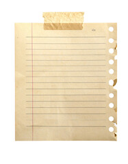 A blank piece of ripped notebook paper with visible horizontal lines and a series of holes