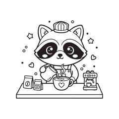 Adorable Raccoon Barista Making a Drink