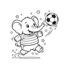 Happy Elephant Playing with a Soccer Ball
