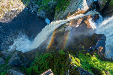 ARCO IRIS Cascada de agua Pozo de los Humos en la naturaleza, Waterfall Pozo de los Humos in nature 2025