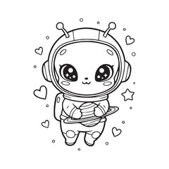 Cute Astronaut Holding a Planet with Rings