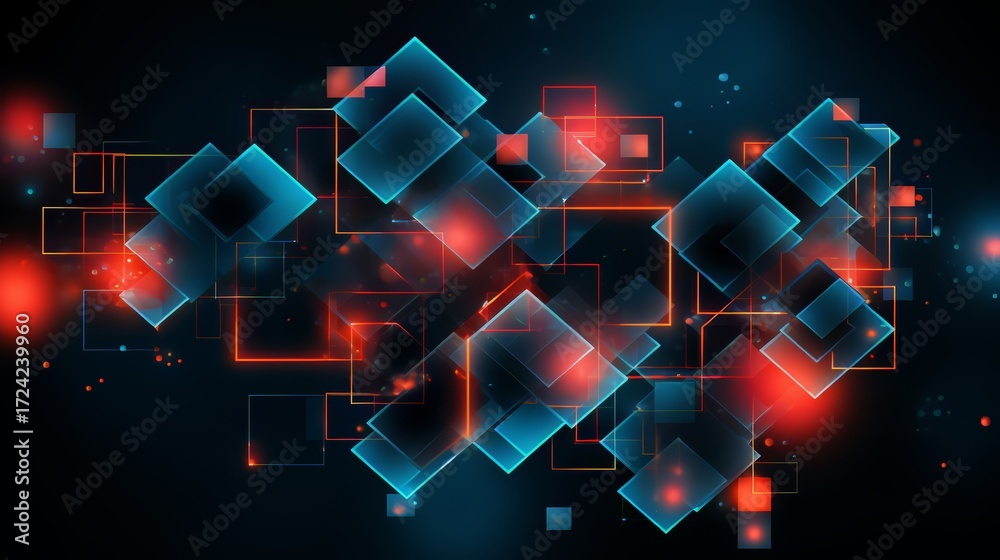 Canvas Prints colorful image of squares and rectangles with red and blue colors. the image has a futuristic and ab