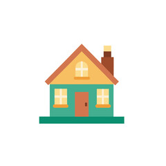 Charming flat design house with chimney and windows