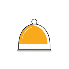 Simple icon of a covered dish on a black background