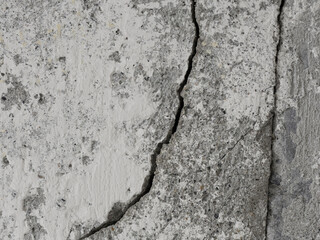 Texture of old cracked concrete wall. Rough gray concrete surface. Great for background and design. Close-up.