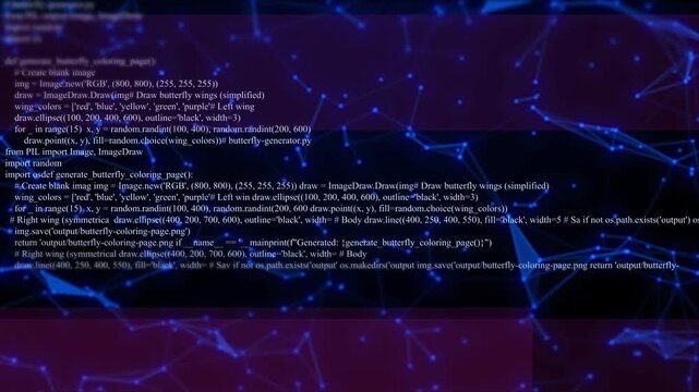 Python Code On Digital Plexus Network Background  Software Development, Data Science  Ai Programming Concept,python Programming Code On Abstract Digital Network Background Software Development, Data 
