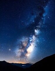 Night sky panorama with vibrant Milky Way