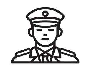 Professional Military Badge Icon in Clean Minimal Thin Line Vector Illustration