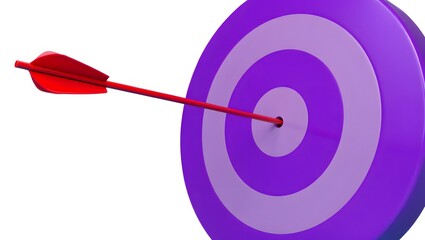 Minimal 3D icon of transparent glass style target with arrow, symbolizing accuracy, goal achievement, focus, and business objectives in modern digital context