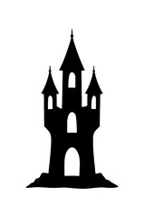 Fototapeta premium Spooky haunted castle outline, perfect for Halloween decorations and eerie seasonal designs