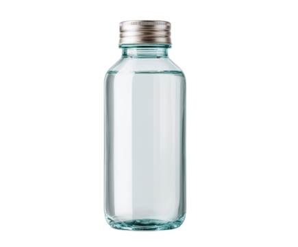 Clear bottle with a silver lid