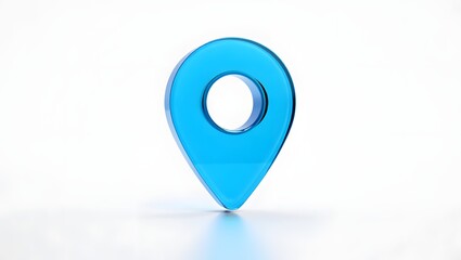 Minimal glassmorphism location pin icon representing map, place, or navigation marker in digital applications, map pointer, 3d rendering